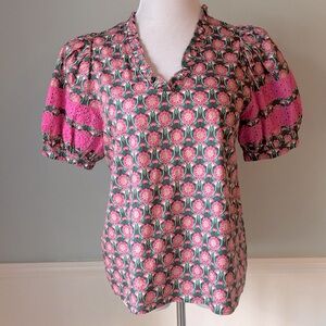 Entro Pink and Green Floral Top